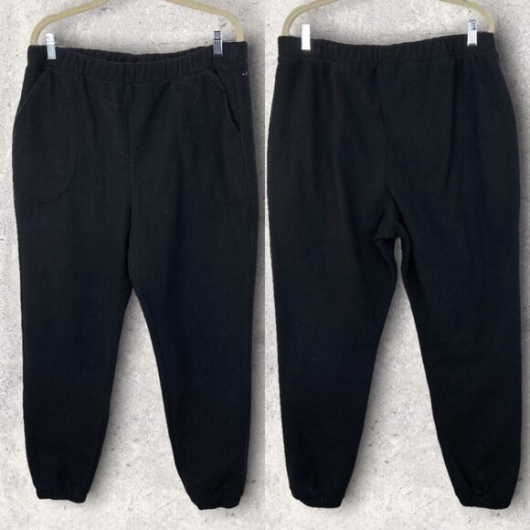 Nordstrom Zella Recycled Polar Fleece Black Joggers Large Sweatpants High Rise L - Picture 3 of 9